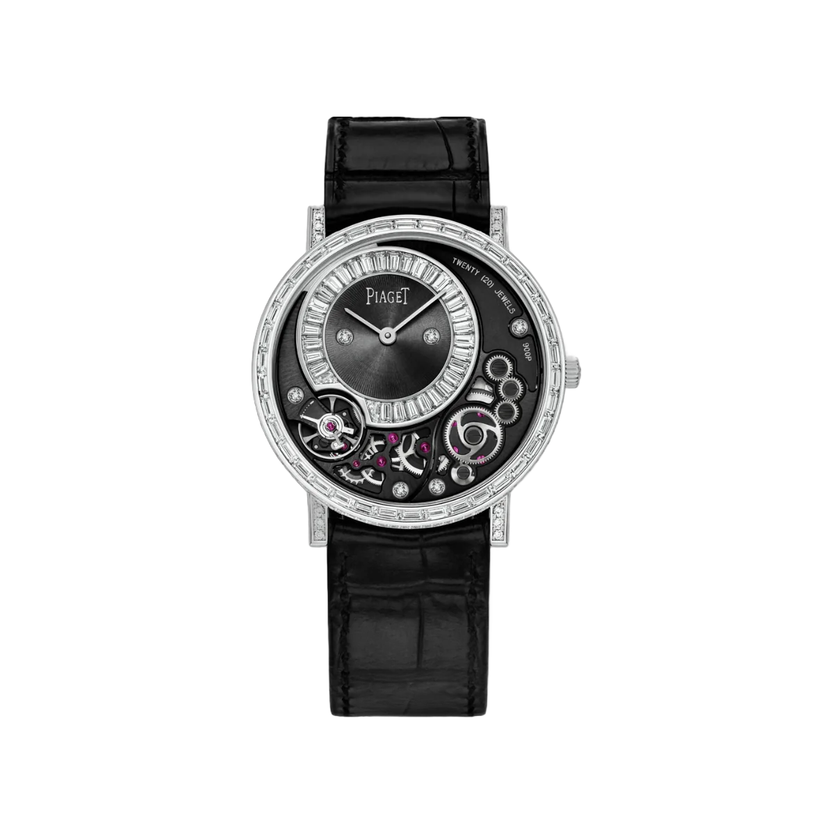 Piaget Altiplano 900P G0A39120 White Gold Baguette Diamond 38mm Gray Dial Womens Watch