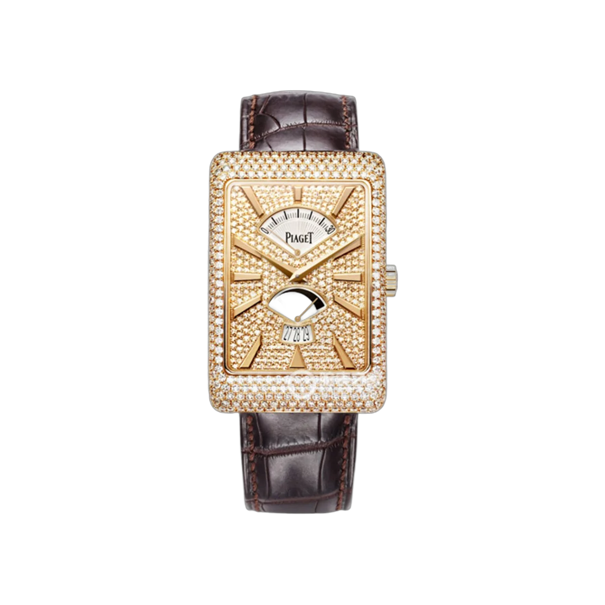 Piaget Black Tie G0A33060 Rose Gold 31x46mm Paved Diamonds Dial Ladies Watch
