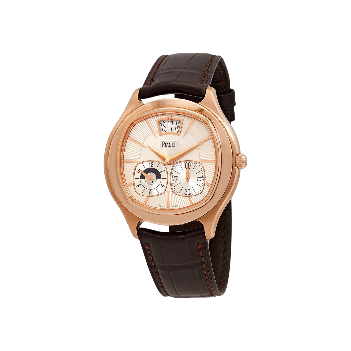 Piaget Emperador G0A32017 Dual Time-zone Rose Gold 42mm Silver Dial Men's Watch
