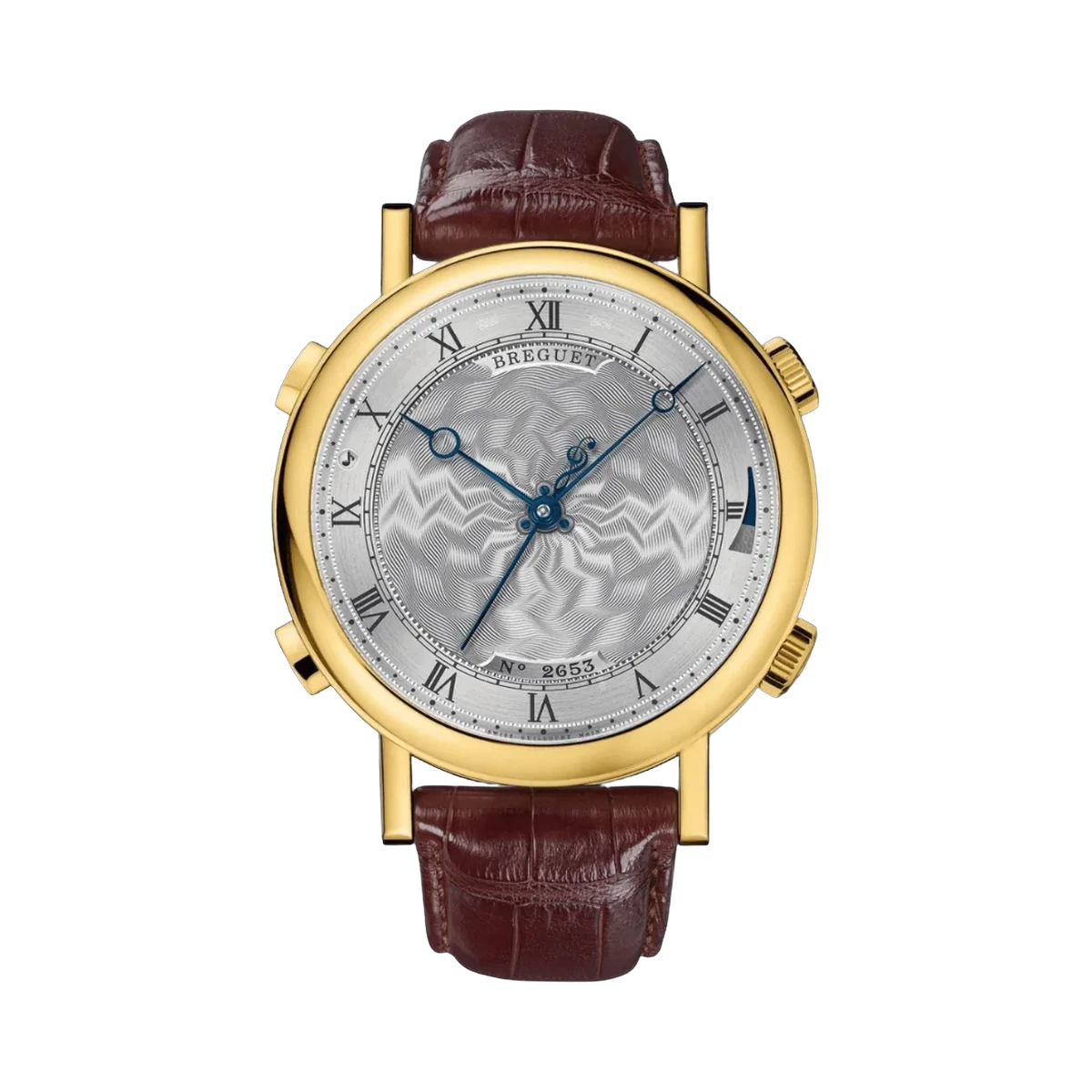 Breguet Classique La Musicale 7800BA/11/9YV Yellow Gold Alligator Leather Strap Silver Dial