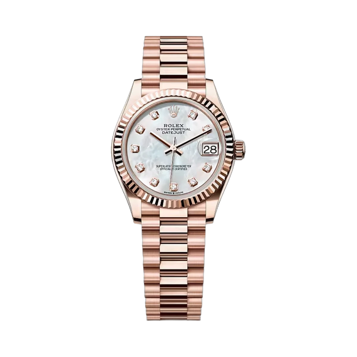 劳力士 Datejust 278275-0009 永恒玫瑰金白色 MOP 表盘 31 毫米女士手表