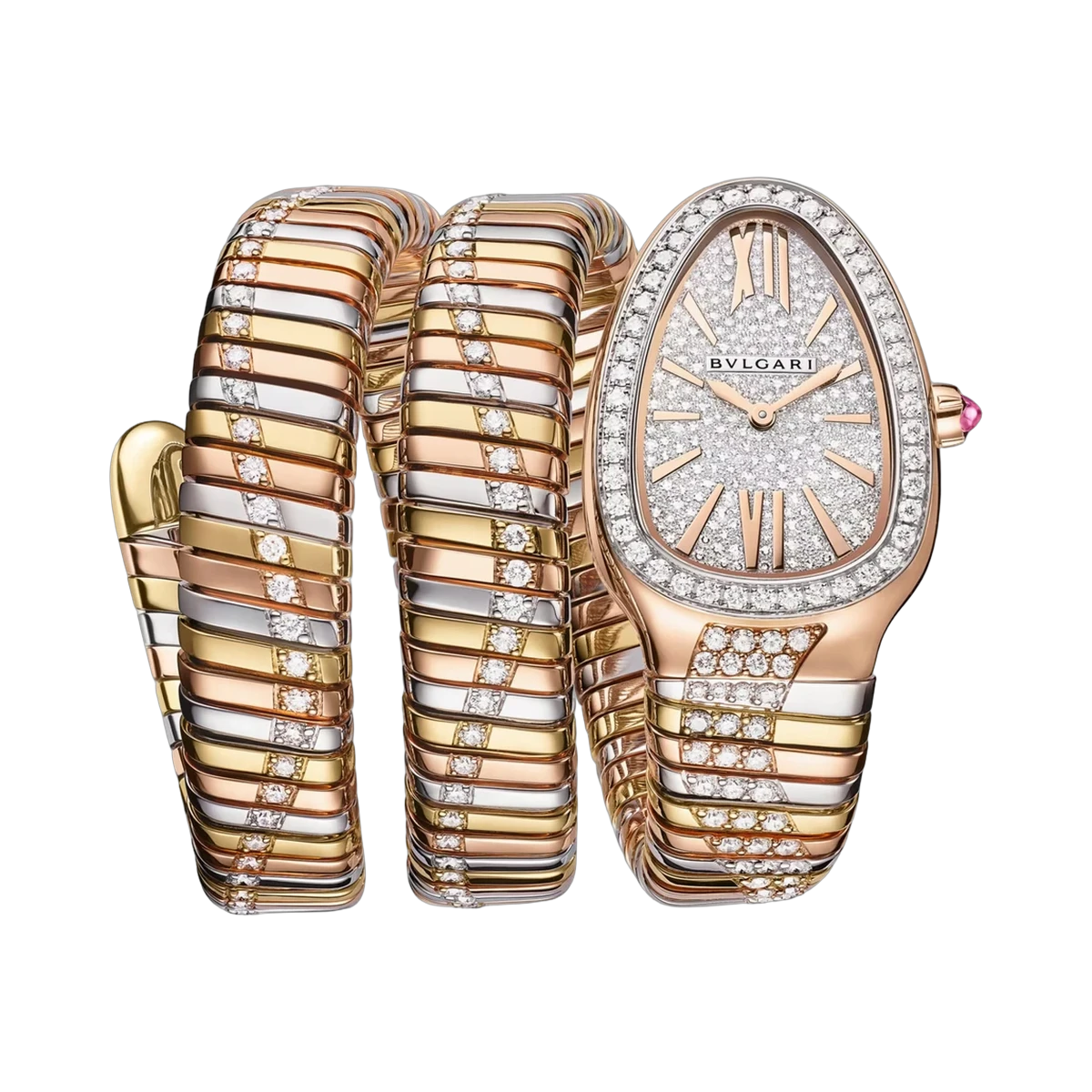 Bvlgari Serpenti Tubogas Pave Diamond 104096 35MM 18K Rose Gold