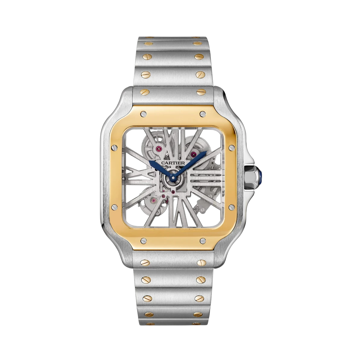 Cartier Santos Skeleton WHSA0019 Hand-Wound Large Model 47.5x39.7mm Gold and Steel