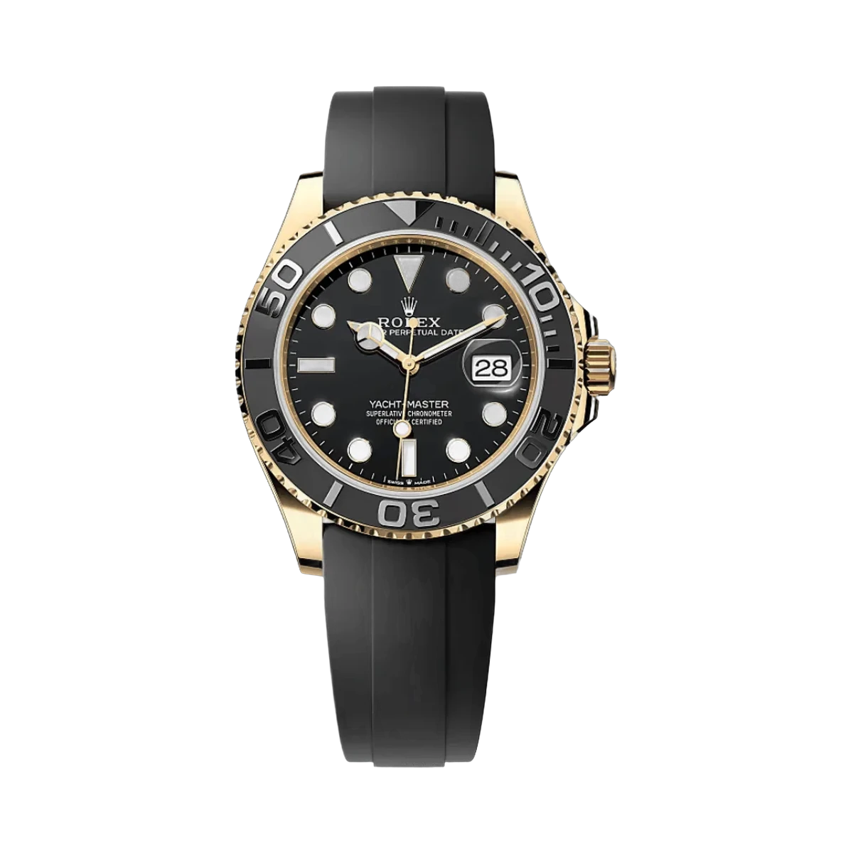 Rolex Yacht Master 226658-0001 Yellow Gold Black Straps 42mm Black Dial Men's Watch