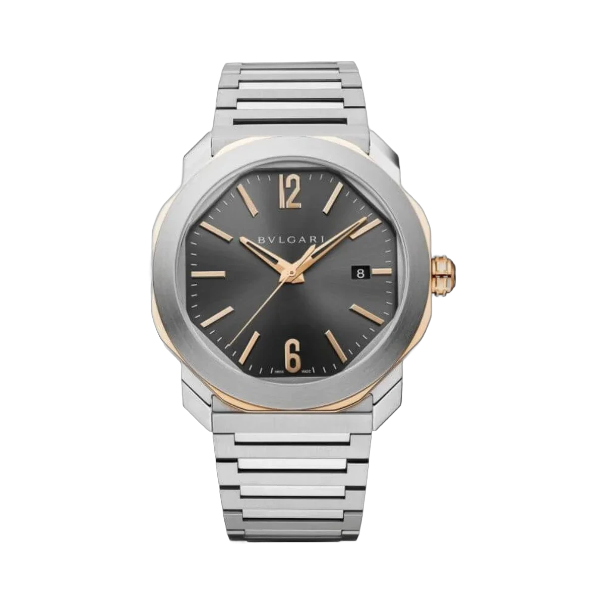 Bvlgari Octa Roma 103083 OC P 41 SG Grey 18k Rose Gold Stainless Steel