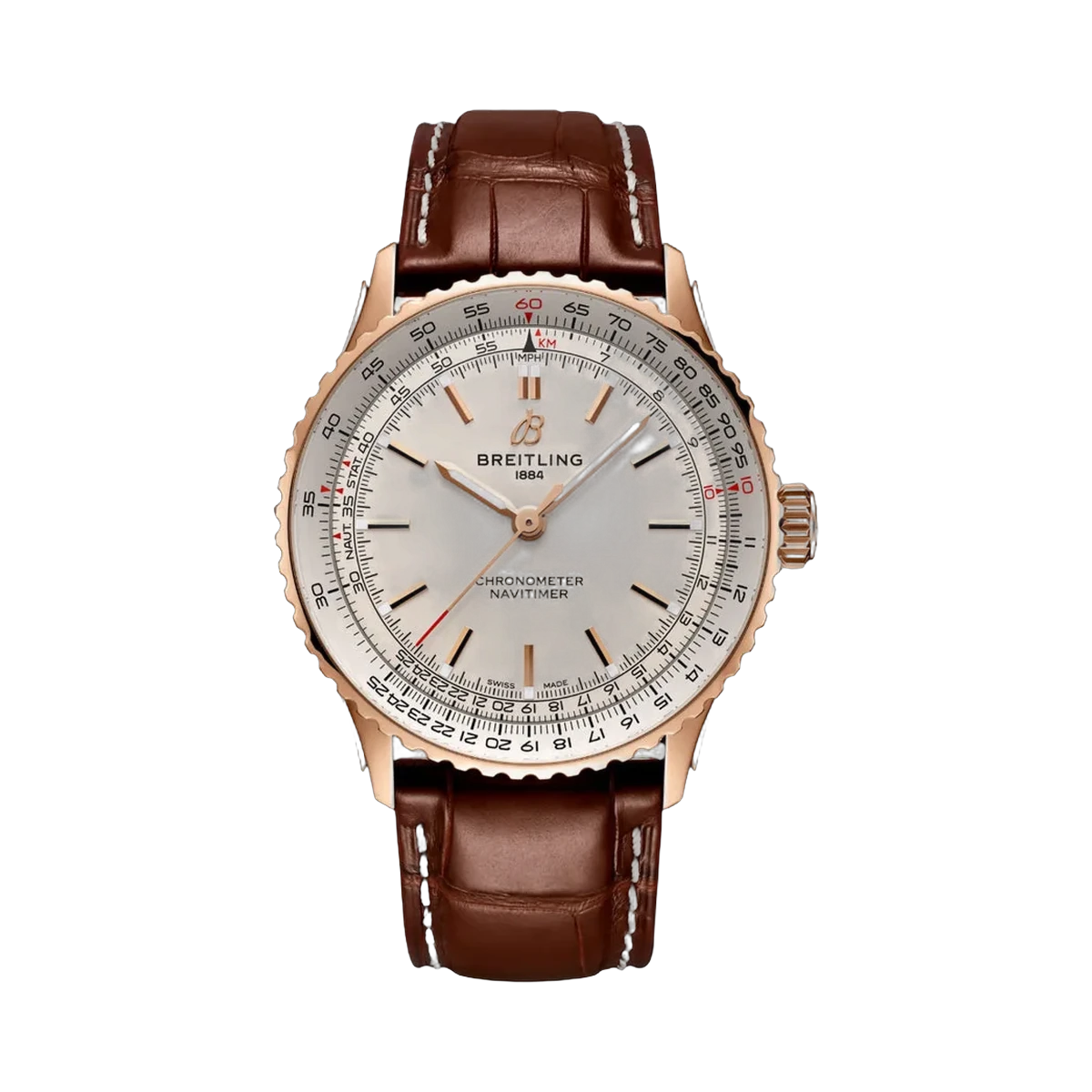 百年灵 Navitimer R17329F41G1P1 18k 红金 41 毫米奶油色表盘男士手表