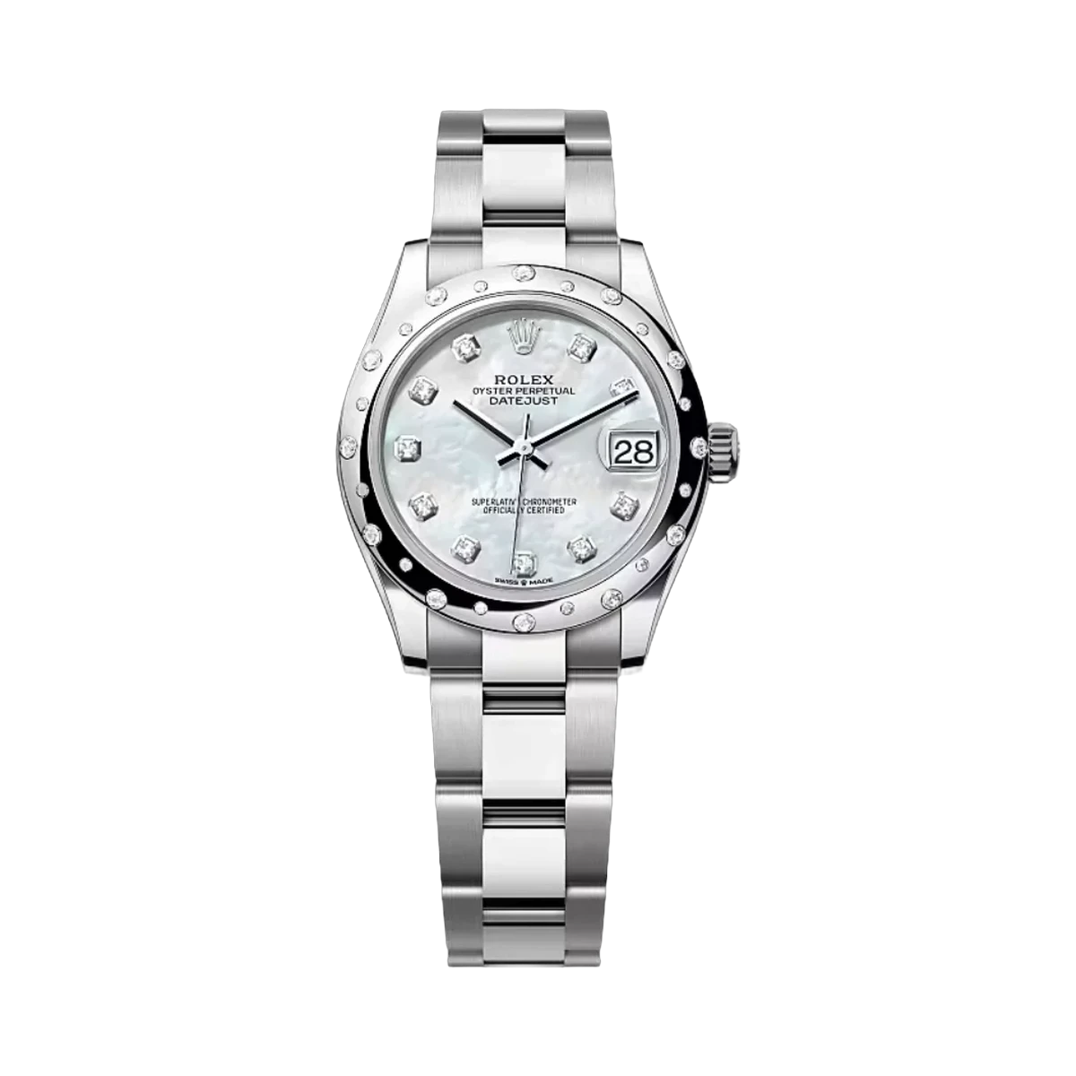 劳力士 Datejust 278344RBR-0005 蚝式钢 - 白金 MOP 表盘 31 毫米女士手表