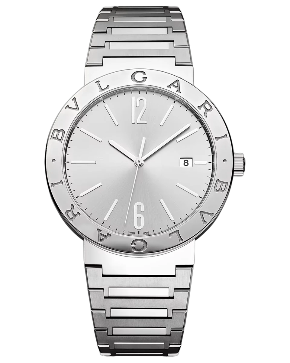Bvlgari Double Logo Silver Sunray 103652 41MM Stainless Steel