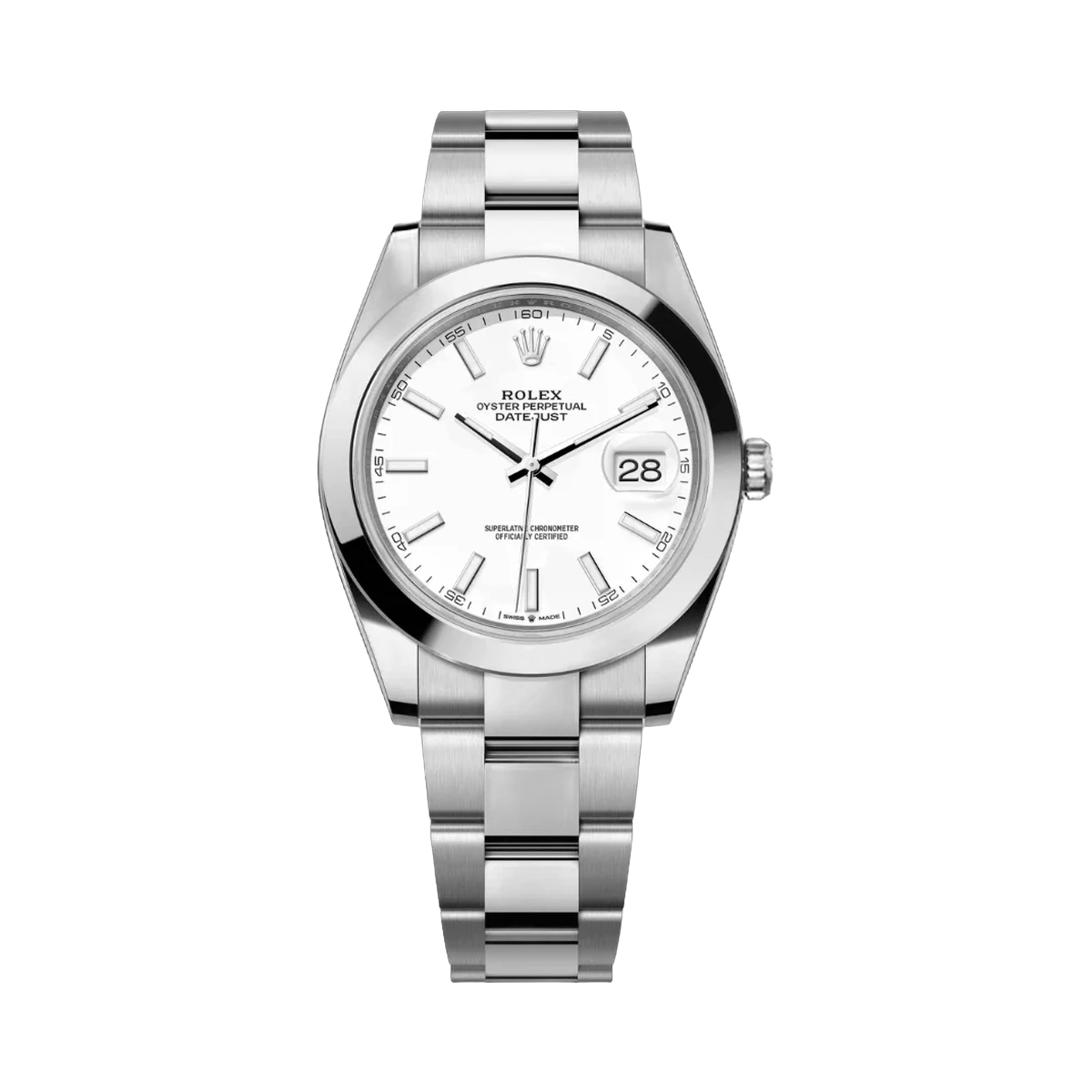 Rolex Datejust Oyster Perpetual 126300-0005 Herrenuhr mit weißem Indexzifferblatt 41mm