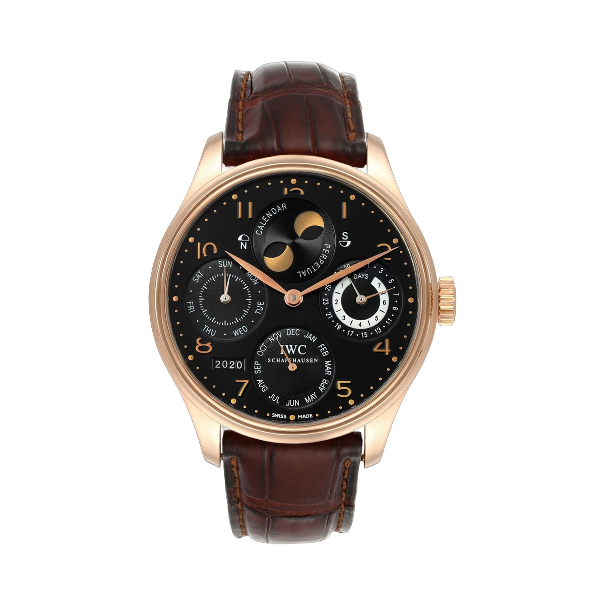 IWC Portugieser Perpetual Calendar Automatic Black Dial IW502103 44.2mm 18K Rose Gold