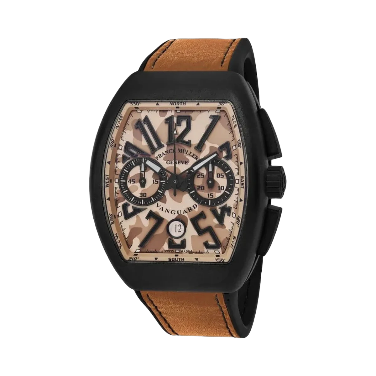Franck Muller V 45 CC DT TT NR MC SB Vanguard Herrenuhr mit braunem Camouflage-Muster