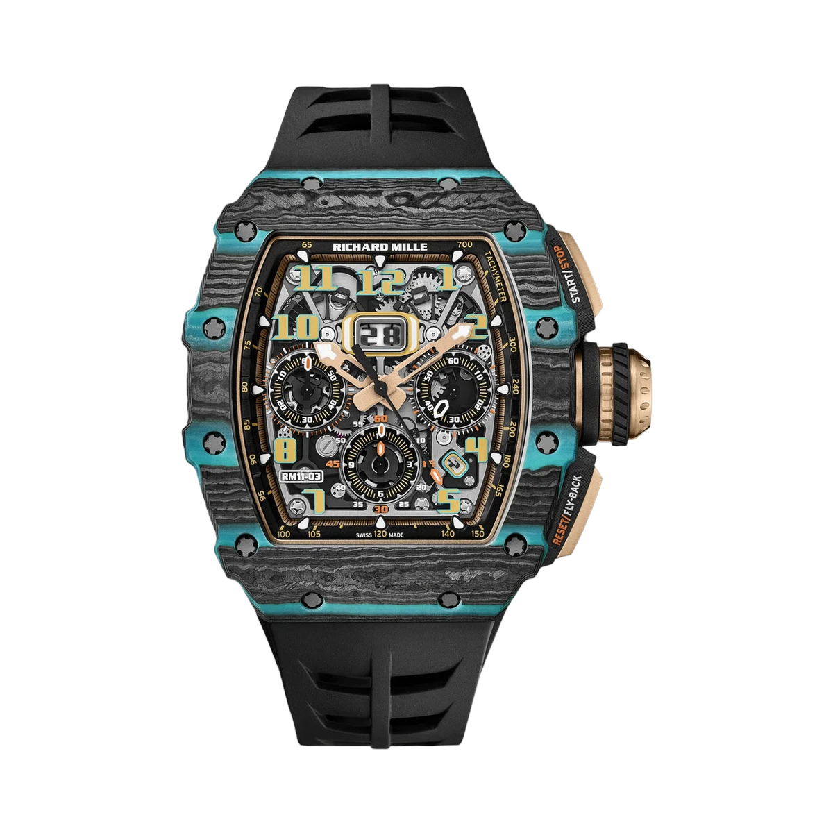 Richard Mille RM11-03 CA FQ Ultimate Limited Edition 44Mm Carbon Black Rubber Straps