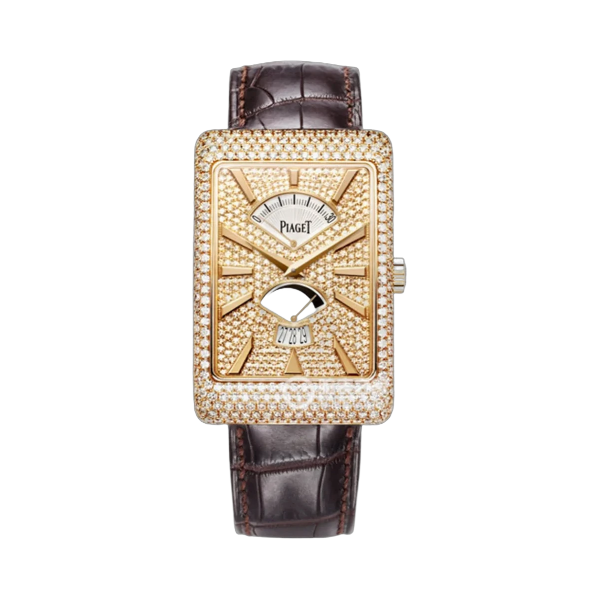 Piaget Black Tie G0A33060 Rose Gold 31x46mm Paved Diamonds Dial Ladies Watch