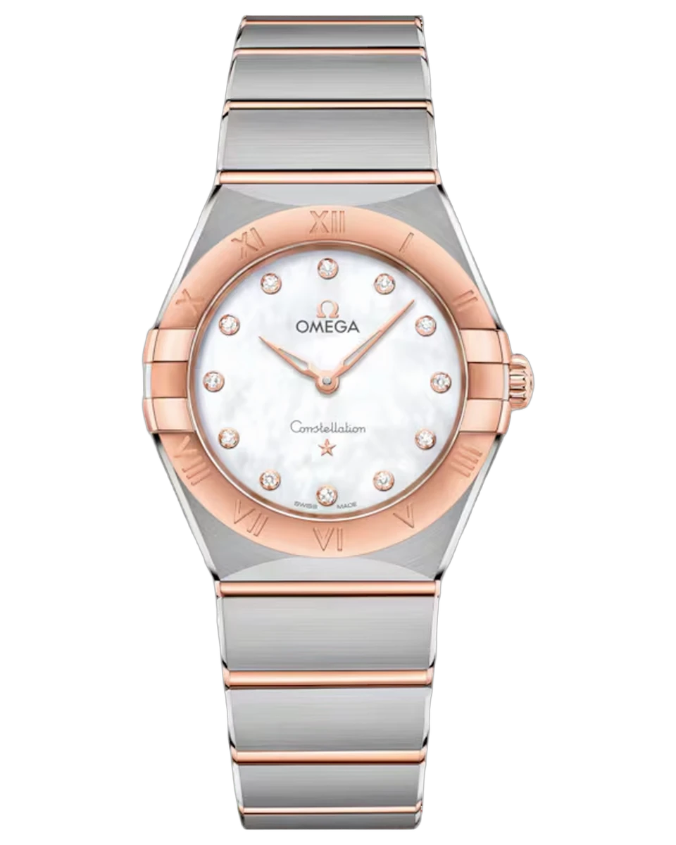 Omega Constellation Quartz RG & Steel MOP Dial RG Bezel 28MM 131.20.28.60.55.001