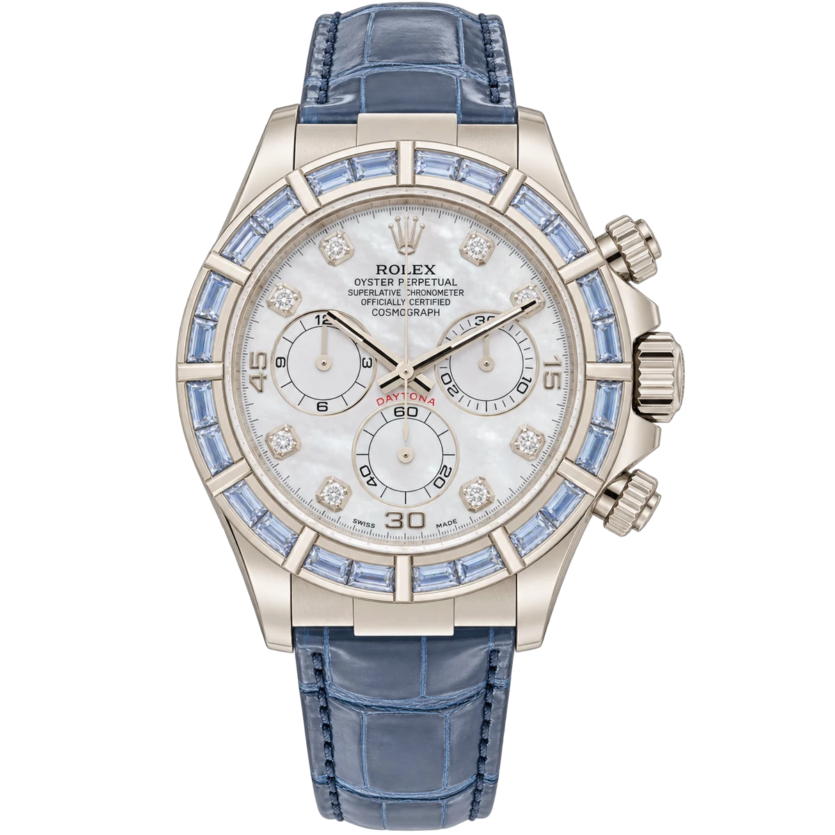 Rolex Cosmograph Daytona 116589SACI 40MM White Gold Sapphire Diamond Baguette Bezel