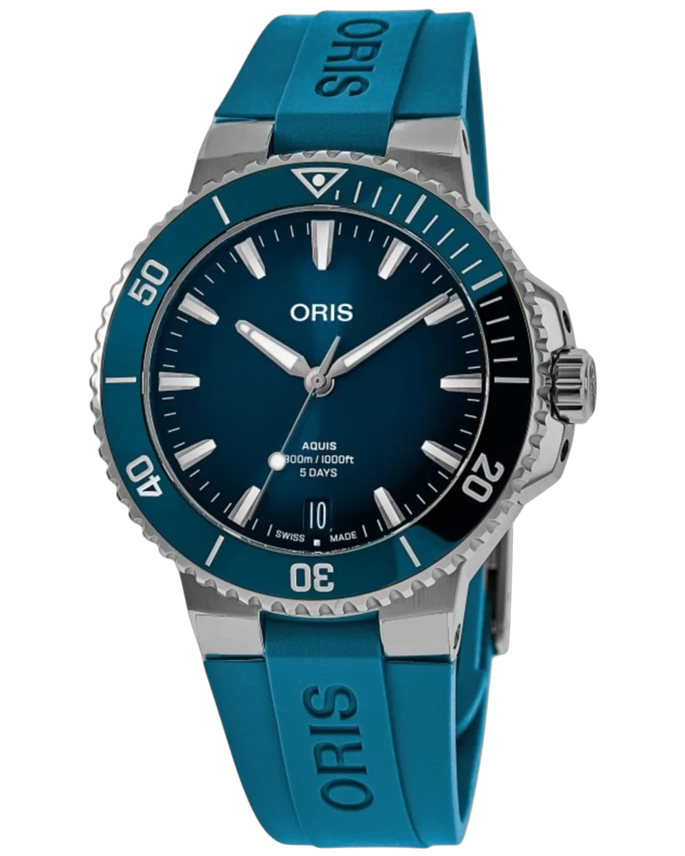 Oris Aquis Date Calibre 400 Blue Dial 01 400 7790 4135-07 4 23 45EB 43.5mm Stainless Steel, Rubber Strap
