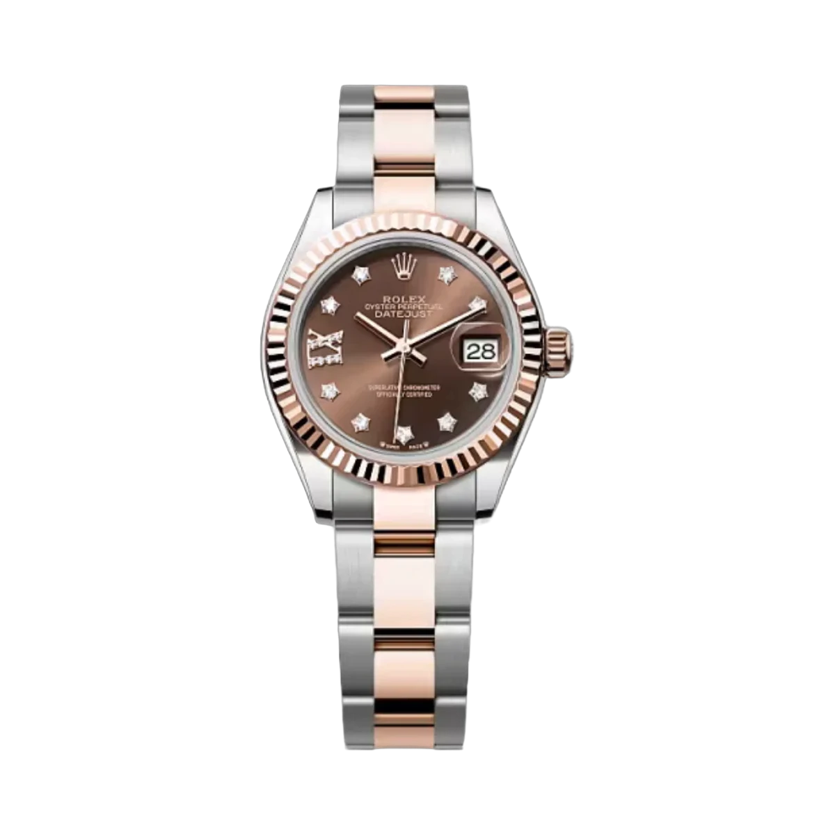劳力士 Lady-Datejust 279171-0004 蚝式钢 - 永恒玫瑰金巧克力表盘 28 毫米女士手表