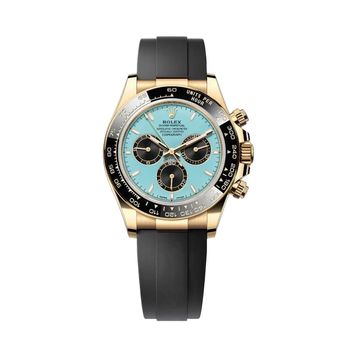 Rolex Cosmograph Daytona 126518LN-0014 Oysterflex Yellow Gold Turquoise Dial 40mm Men's Watch