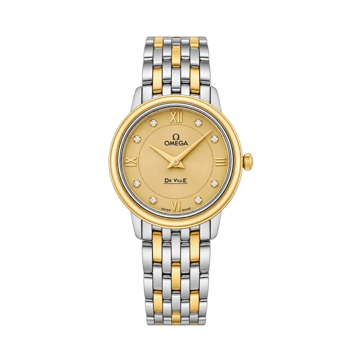 Deville Prestige Champagne REF 424.20.27.60.58.001 Diamond Dial Steel and Yellow Gold Ladies Watch