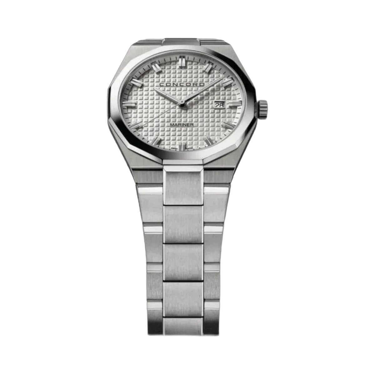 Concord Mariner 0320376 Quarzuhr silberfarbenes Zifferblatt mit Stempelprägung 41mm Herrenuhr