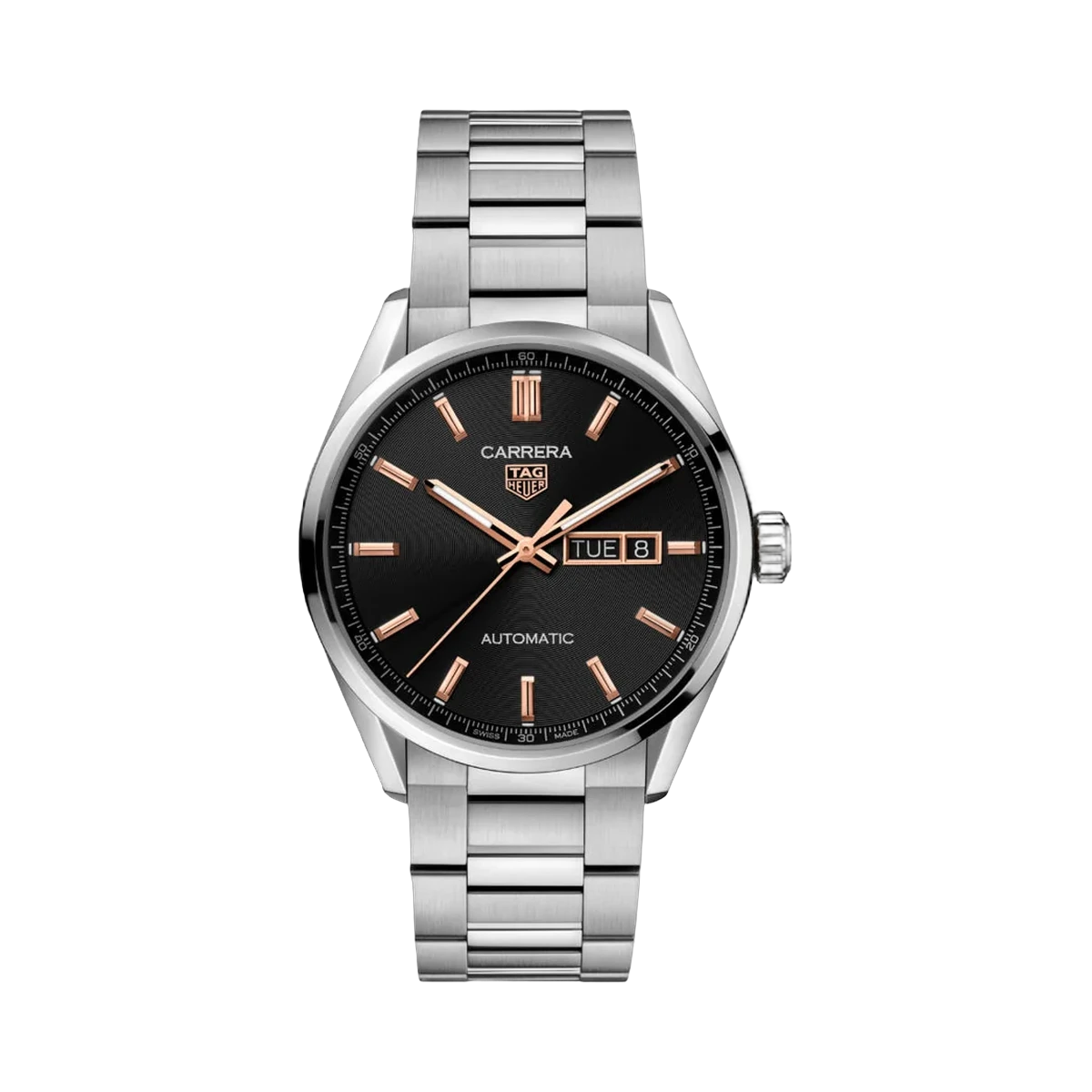 Tag Heuer Carrera WBN2013.BA0640 Day-Date Stainless Steel Black Dial 41mm Men's Watch