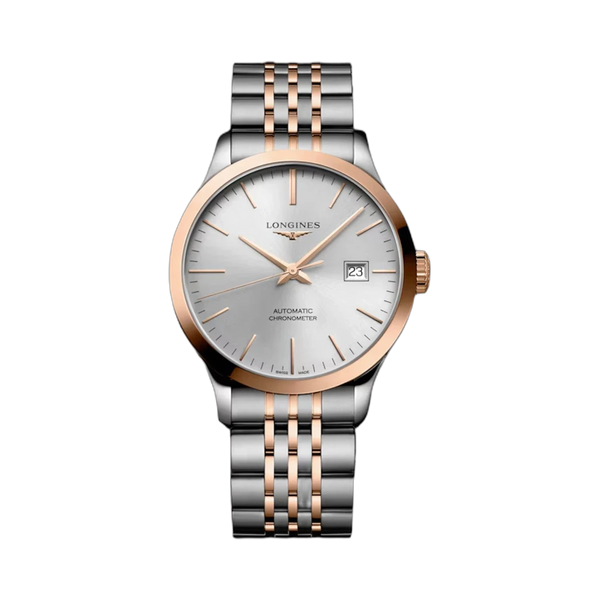 Longines Record Midsize L28205727 38.5MM 18K Rose Gold and Steel
