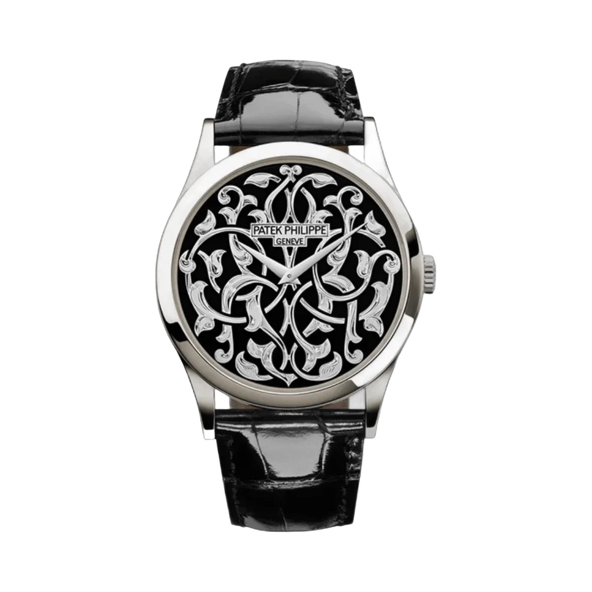 Patek Philippe Calatrava 5088/100P-001 Automatic Crocodile Skin 38mm Black Dial Mens Watch