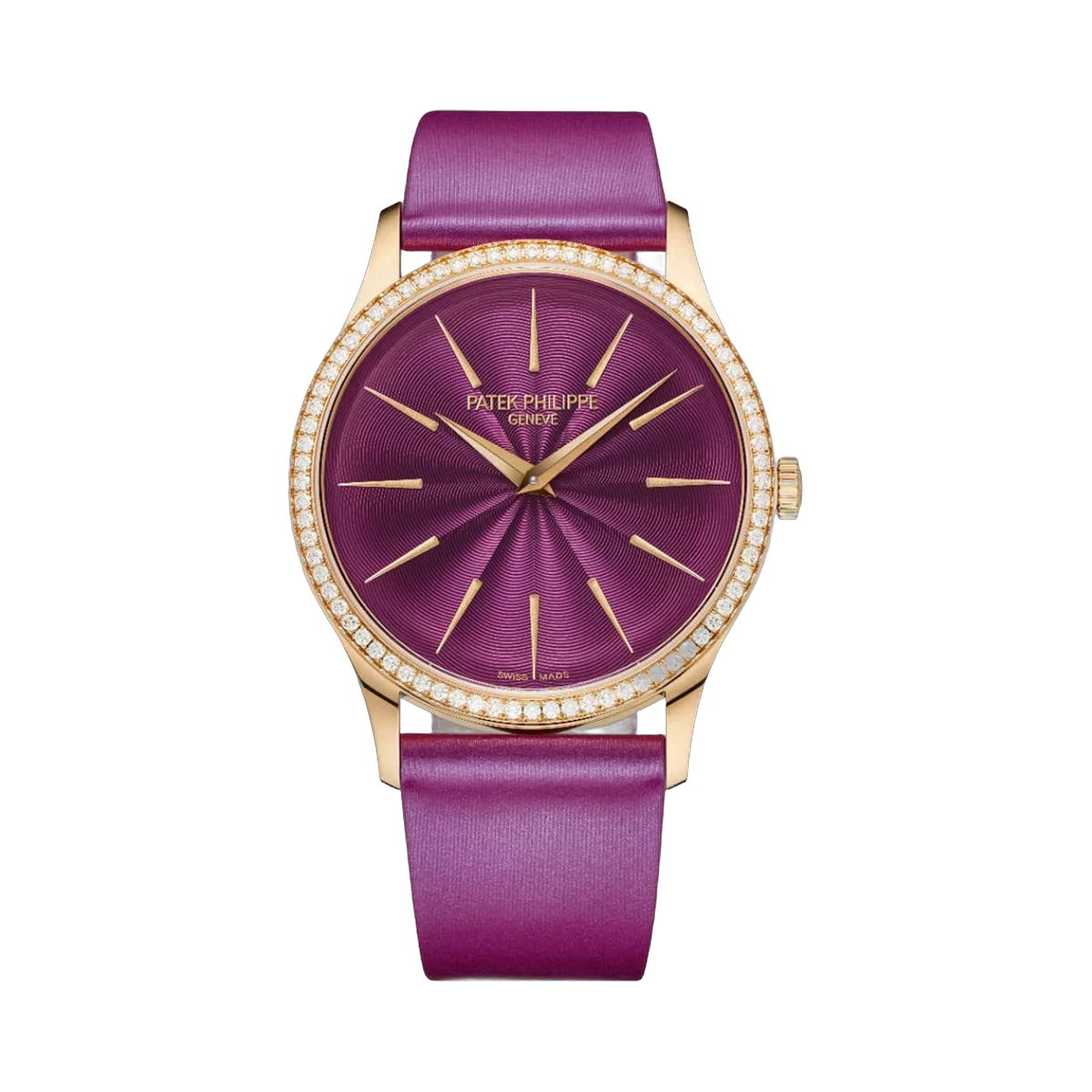 Patek Philippe Calatrava 4997/200R Ultra Thin Rose Gold Diamond Bezel 35mm Purple Dial Ladies Watch