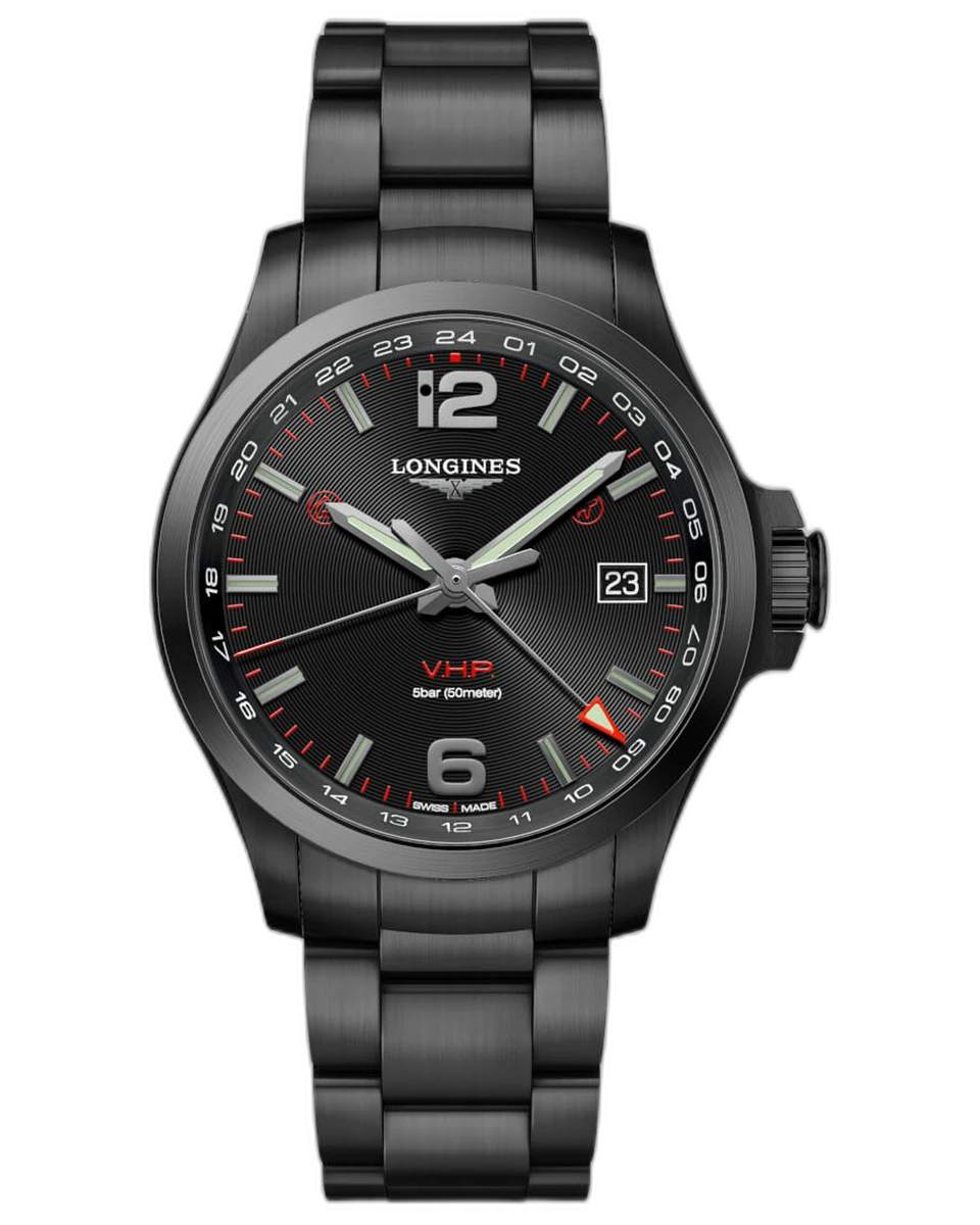 Longines Conquest VHP GMT L3.728.2.56.6 43MM Black Dial PVD Stainless Steel