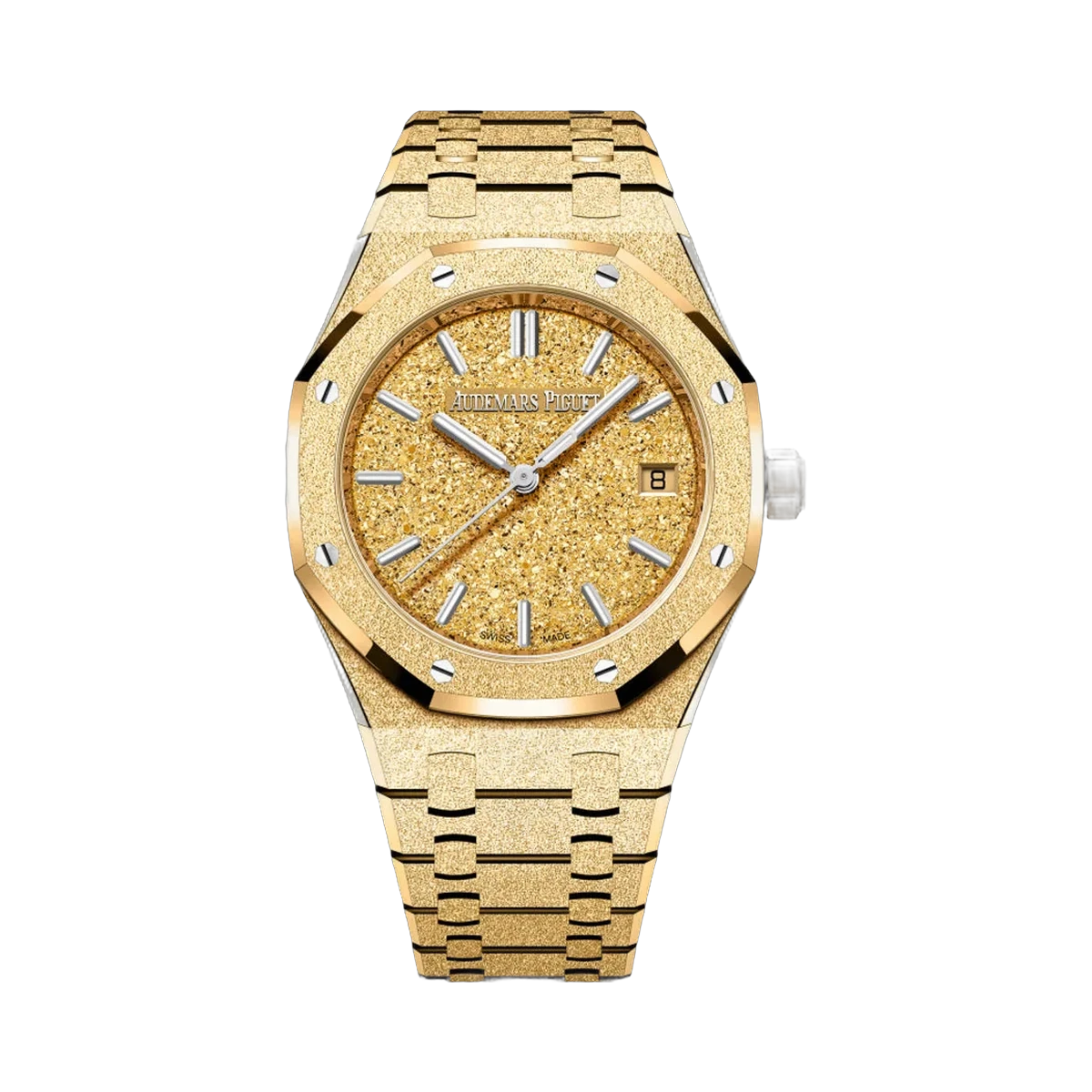 Audemars Piguet Royal Oak 77450BA.GG.1361BA.01 Frosted Gelbgold 34mm Gelbes Zifferblatt Damenuhr