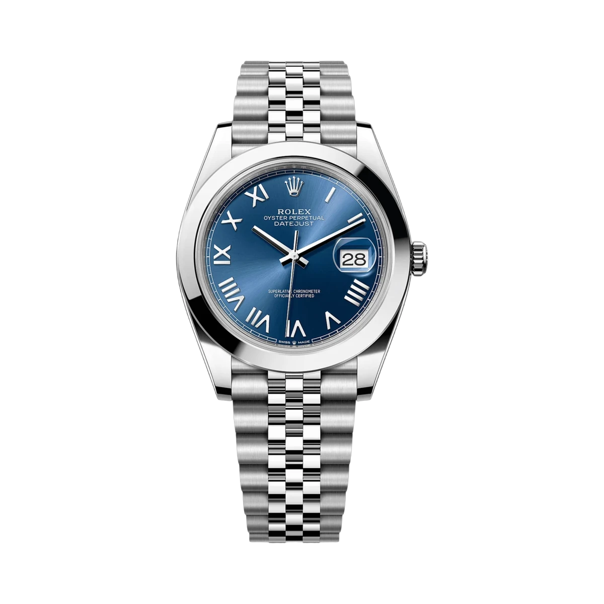 Rolex Datejust 126300 0030 Blue Roman Dial 41mm Men's Watch