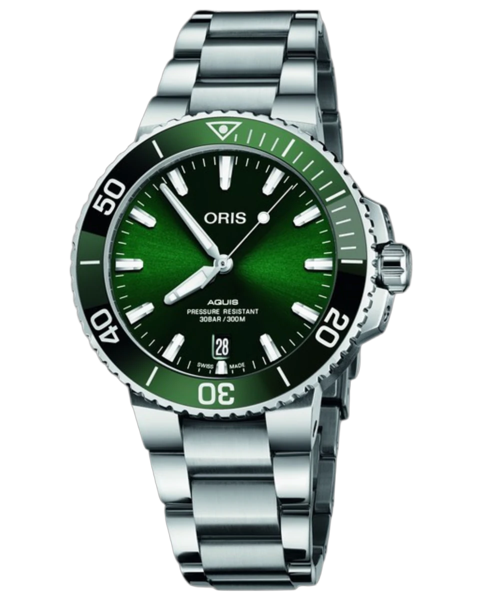 Oris Aquis Date Calibre Automatic Green Dial 01 733 7730 4157-07 8 24 05PEB 43.5mm Stainless Steel & Ceramic