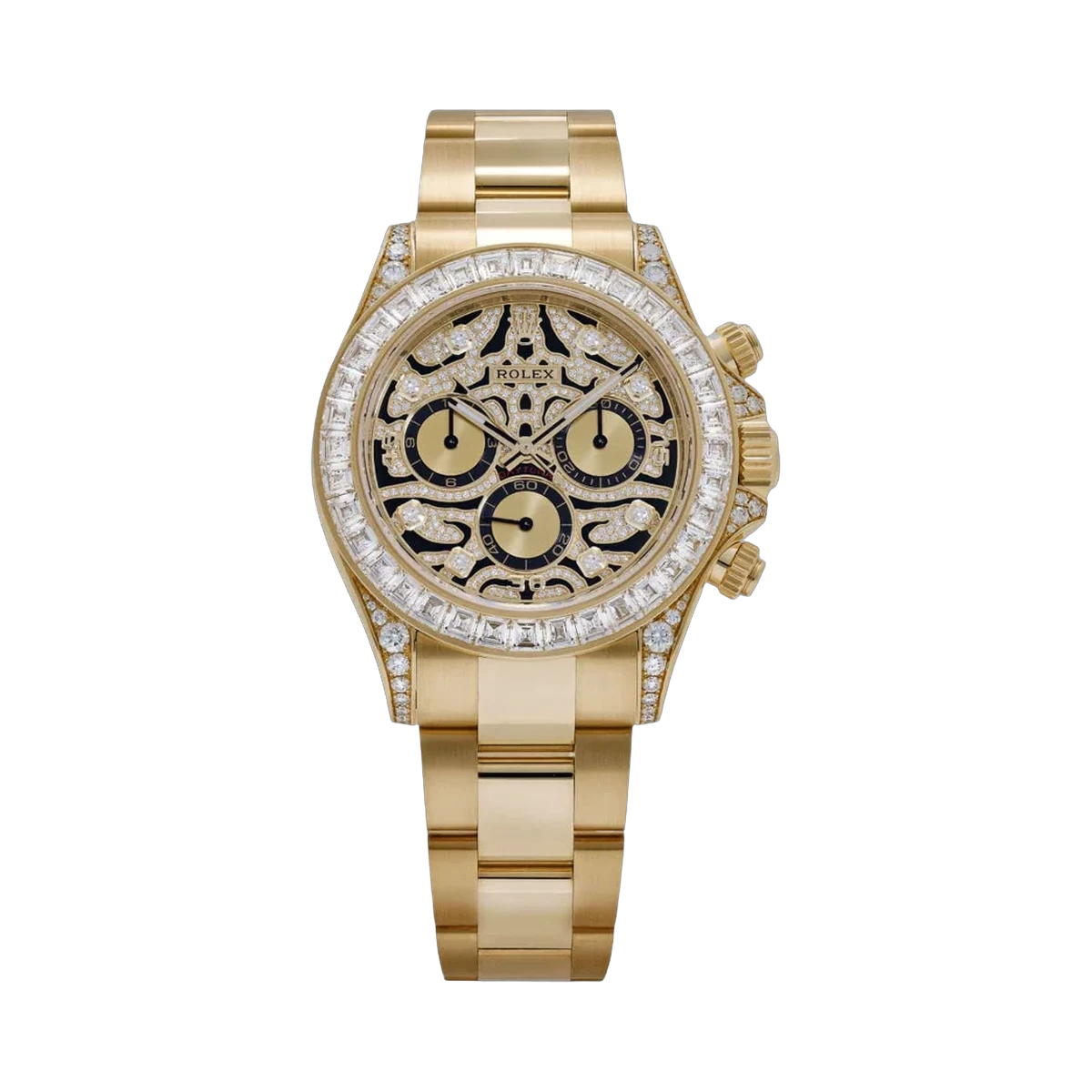 Rolex Cosmograph Daytona 116598TBR Eye of the Tiger Yellow Gold Diamond Bezel 40mm Men's Watch
