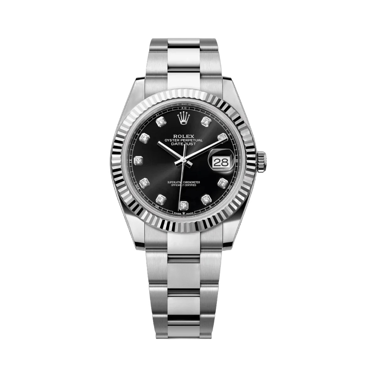 Rolex Datejust 41 Oysters Perpetual 126334-0011 White Gold 41mm Black Diamond Dial Men's Watch