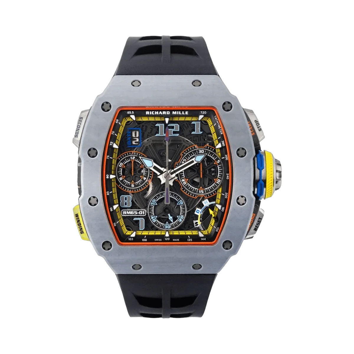 Richard Mille RM 65-01 FQ Split-seconds Chronograph Carbon TPT 50mm Skeleton Dial Mens Watch