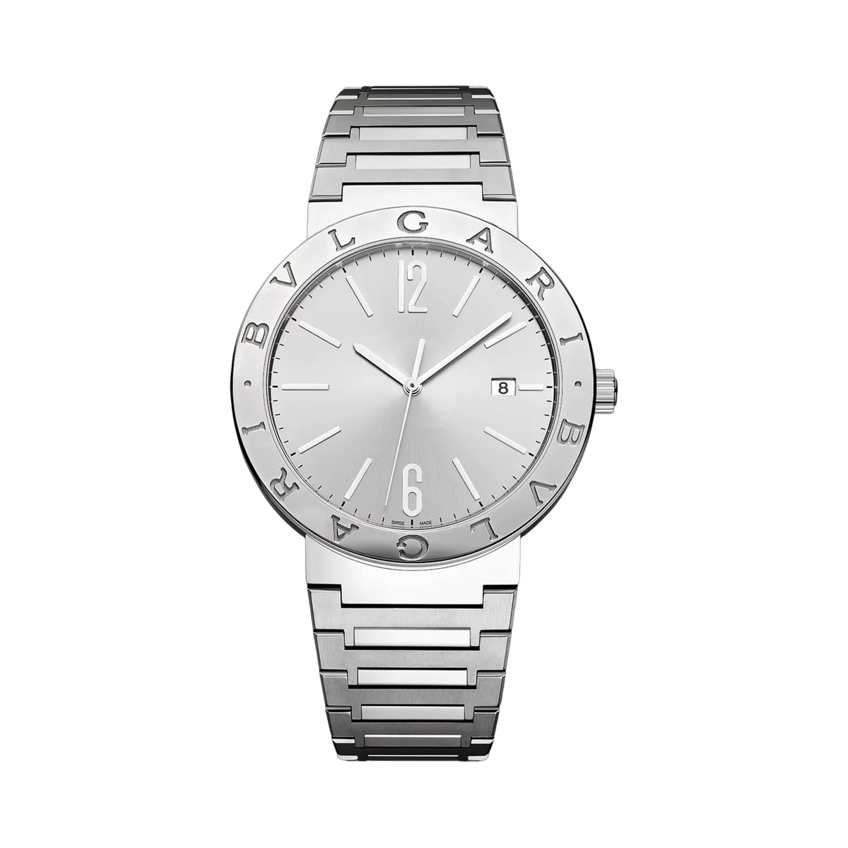 Bvlgari Double Logo Silver Sunray 103652 41MM Stainless Steel