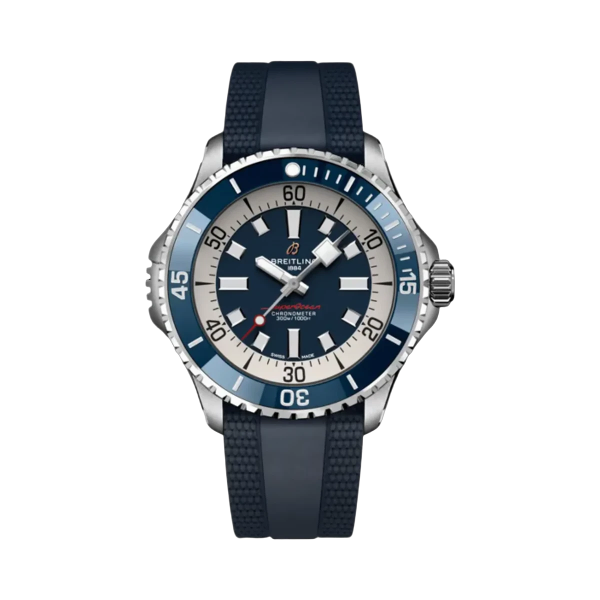 Breitling A17378E71C1S1 SUPEROCEAN AUTOMATIC 46 BLUE DIAL BLUE RUBBER STRAP