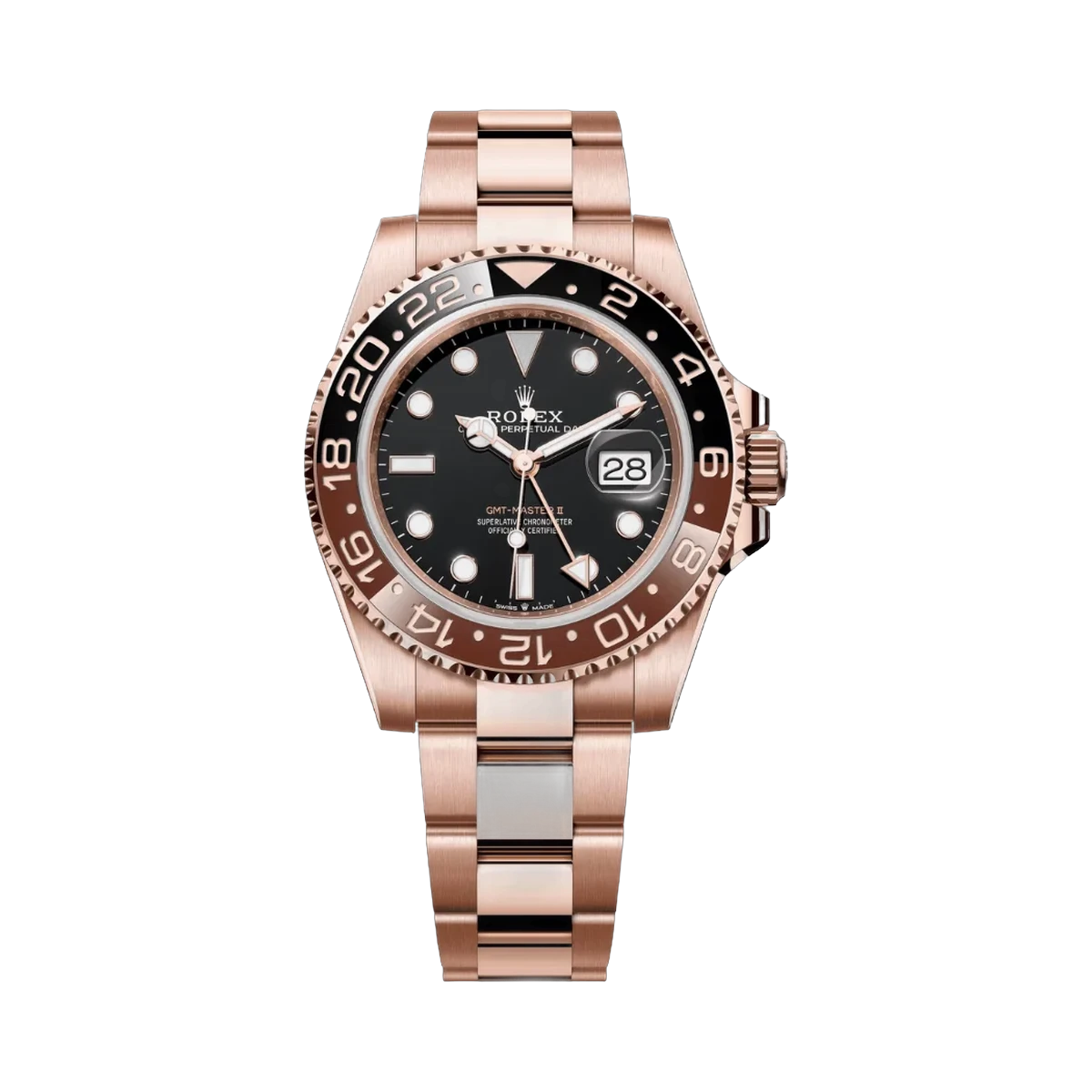 Rolex Gmt Master II Root Beer 126715CHNR-0001 Full Rose Gold 40mm Men's Watch
