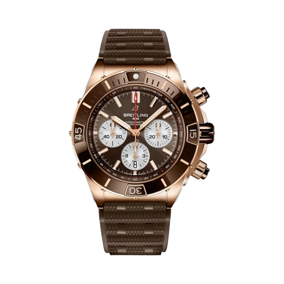 百年灵 Super Chronomat RB0136E31Q1S1 自动红金 44 毫米棕色表盘男士手表