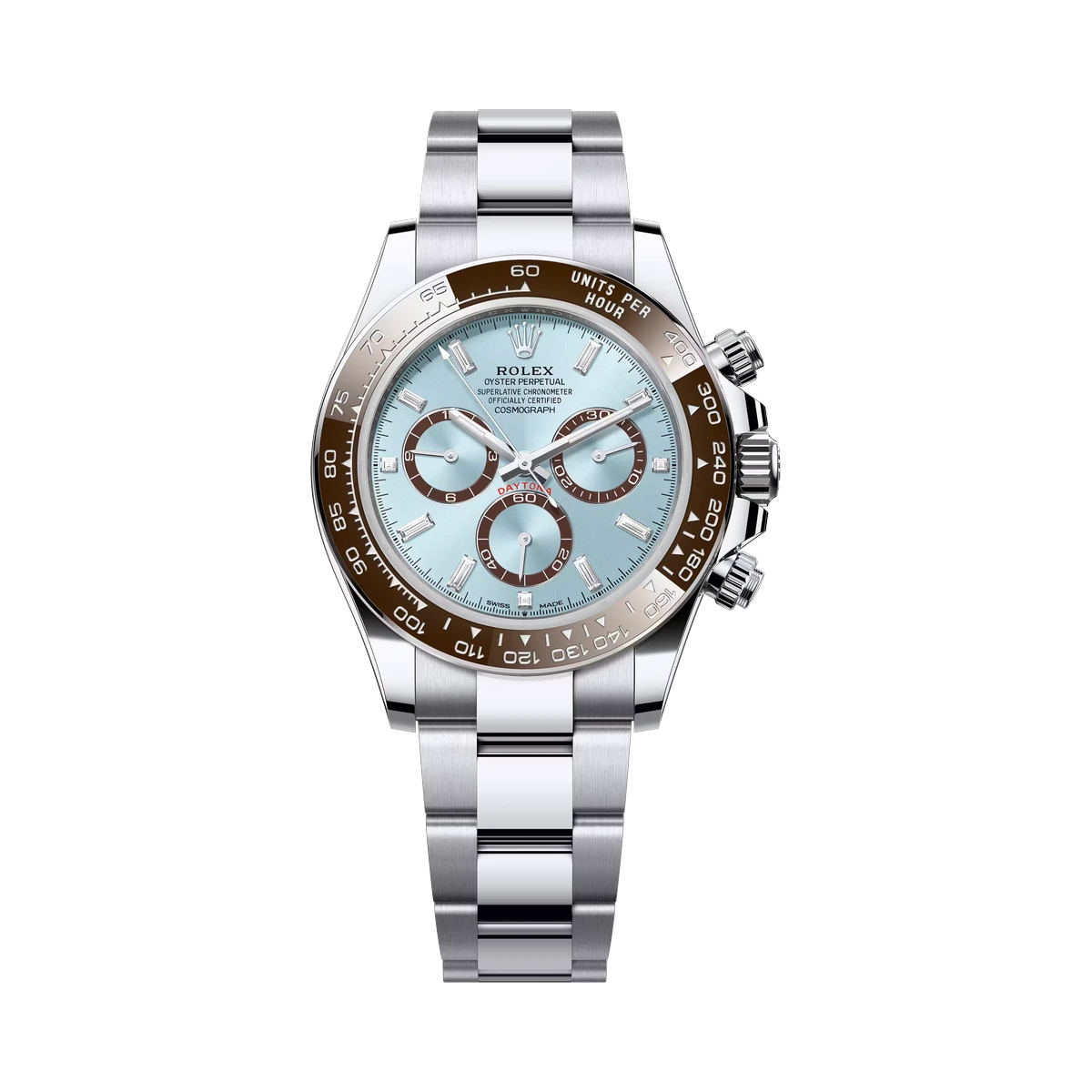 Rolex Cosmograph Daytona 116506 Platin Eisblau Baguette Diamant Zifferblatt 40Mm Herrenuhr