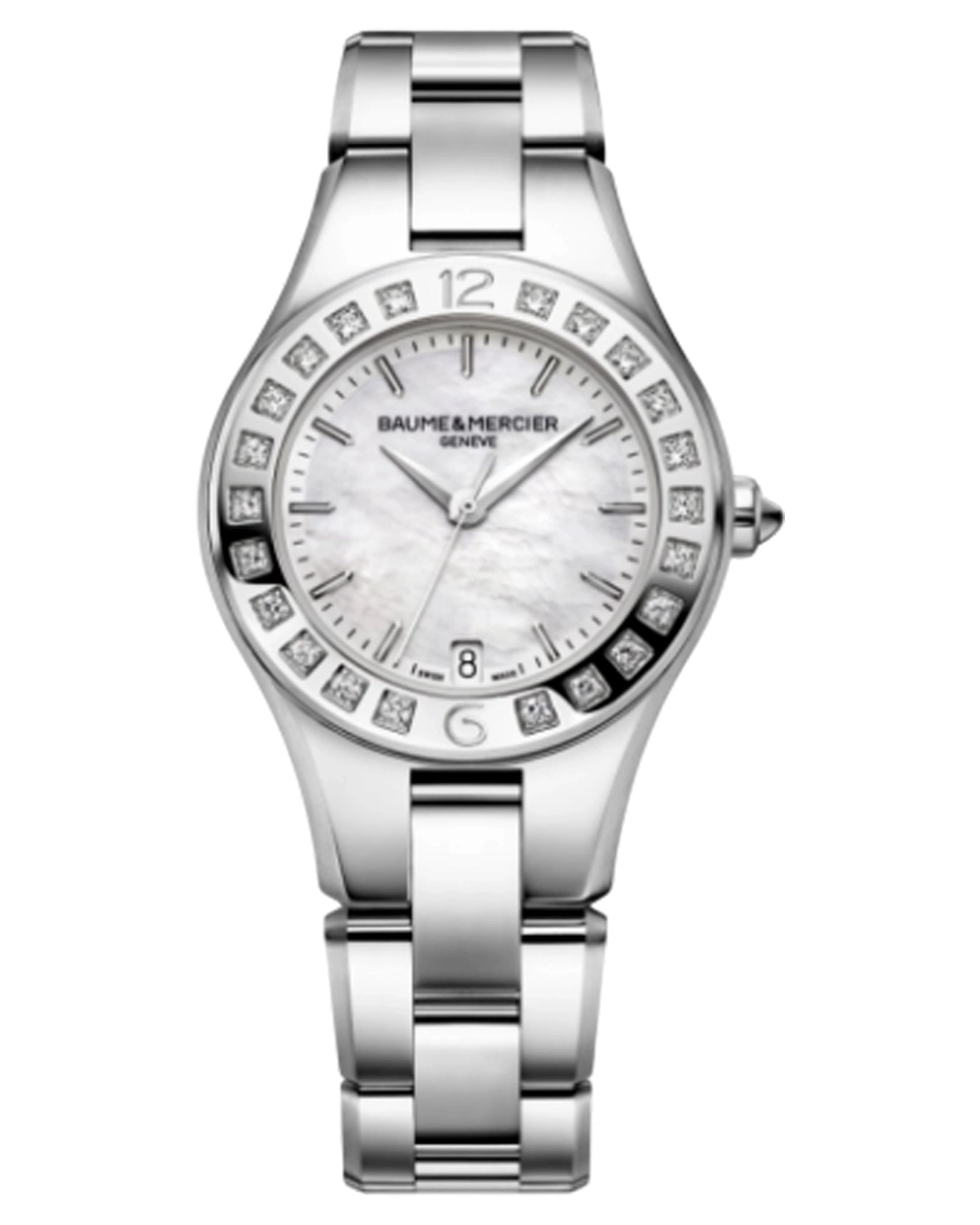 Baume & Mercier Linea 5484601 MOP Dial Date Ladies Watch 32mm Stainless Steel