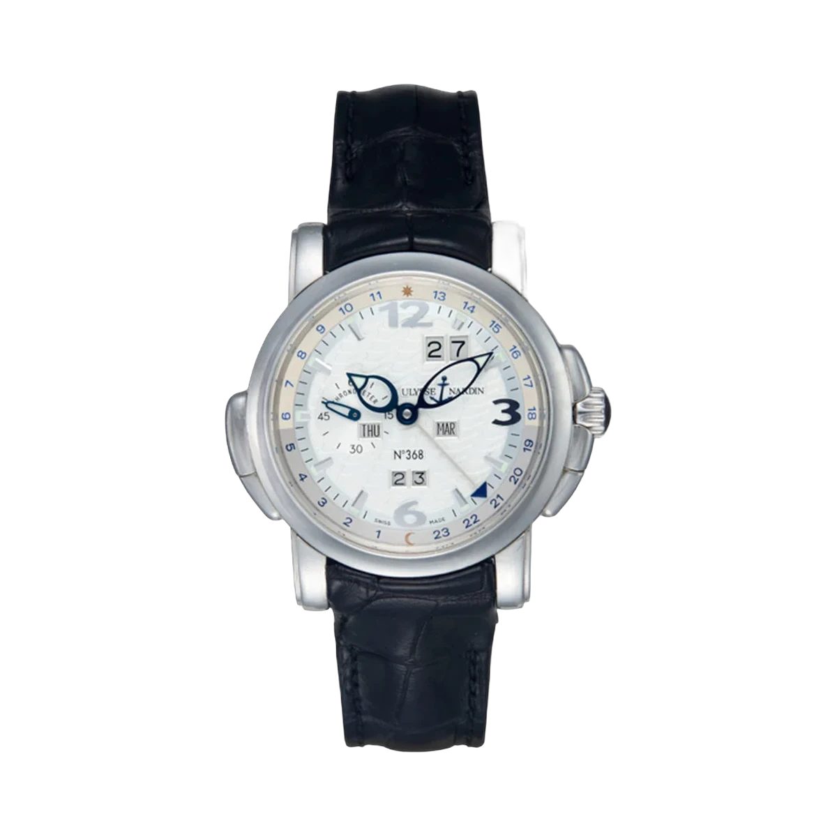 Ulysse Nardin GMT 329-60 Perpetual Platinum 42mm White Wave Dial Men's Watch