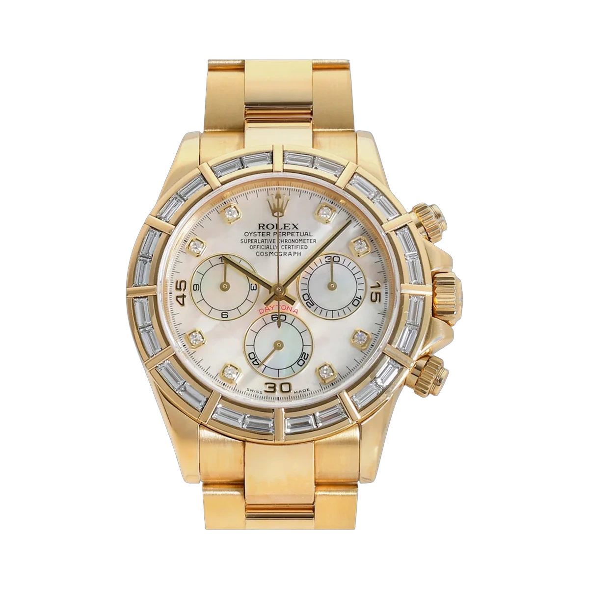 Rolex Cosmograph Daytona 116568BR Yellow Gold 40mm Mother of Pearl Dial Men's Watch