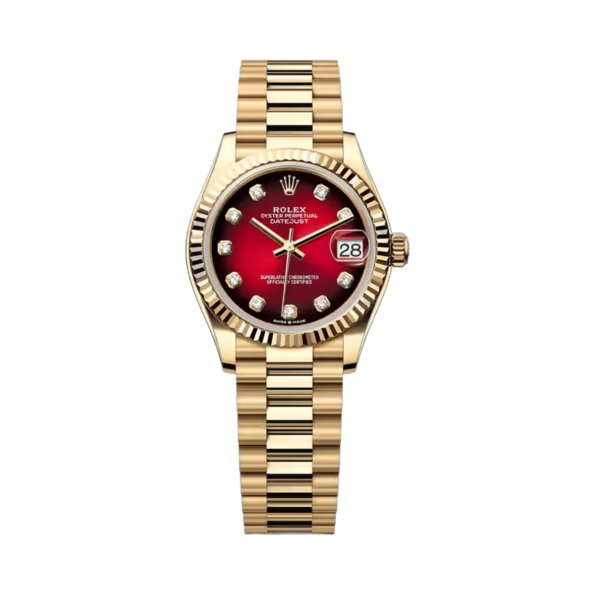 劳力士 Datejust 278278-0049 黄金 31 毫米红色渐变钻石表盘女士手表