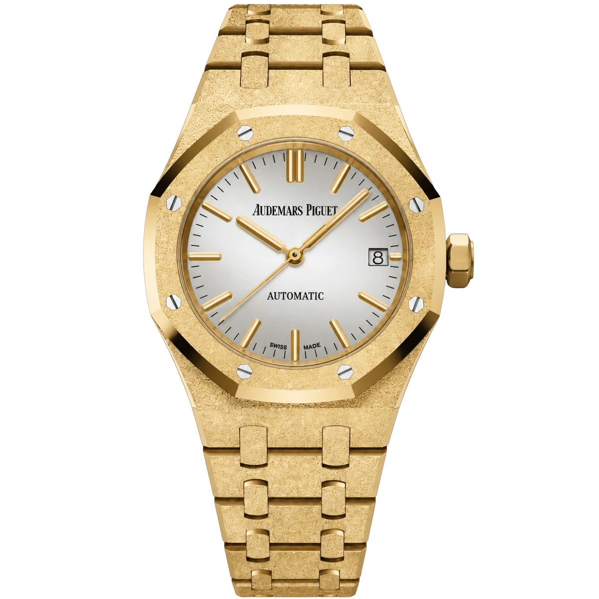 Audemars Piguet Royal Oak Carolina Bucci 15454BA.GG.1259BA.02 Frosted Gelbgold 37mm Silberfarbenes Spiegeldial Damenuhr