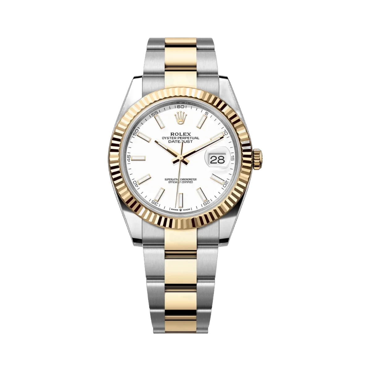 劳力士 Datejust 126333-0015 蚝式钢 18kt 黄金 41 毫米白色表盘男式手表