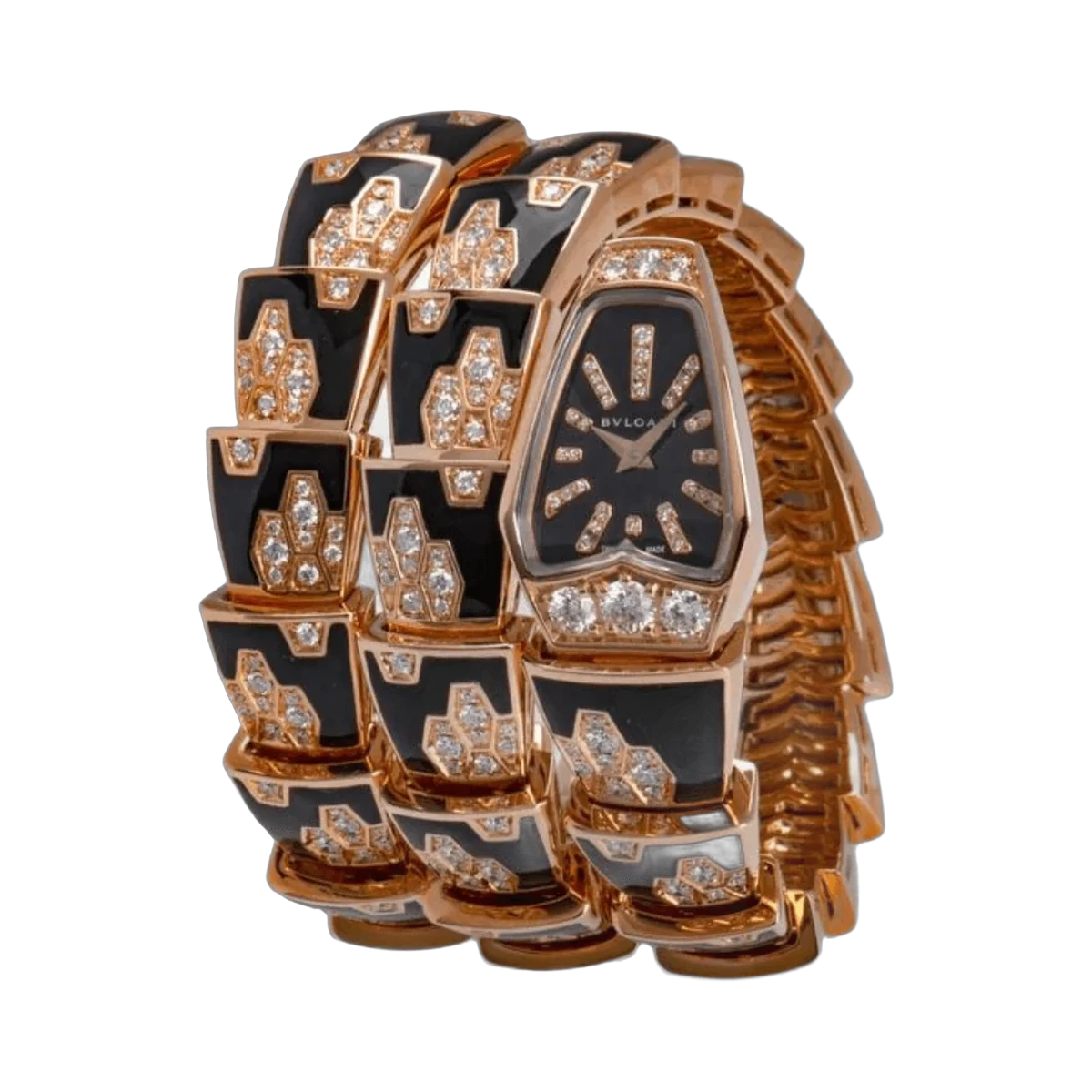 Bvlgari Serpenti 101986 18 Karat Roségold schwarzes Zifferblatt