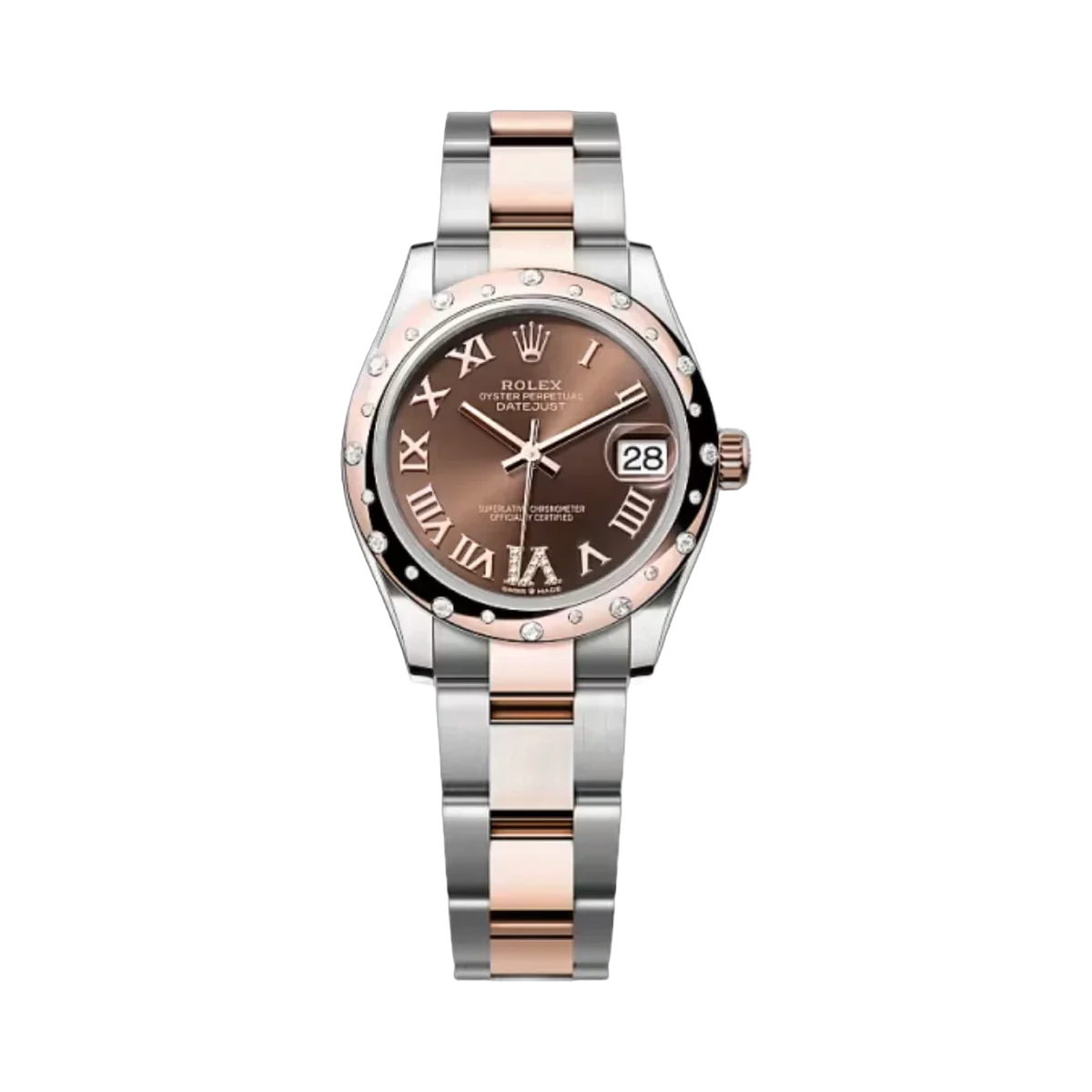 劳力士 Datejust 278341RBR-0003 牡蛎钢永恒玫瑰金巧克力表盘 31 毫米女士手表