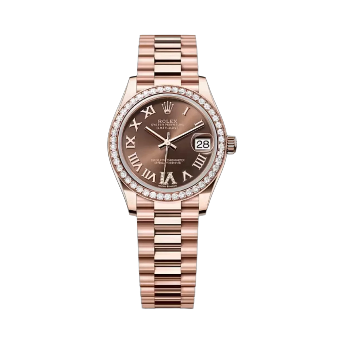 劳力士 Datejust 278285RBR-0016 永恒玫瑰金巧克力表盘 31 毫米女士手表