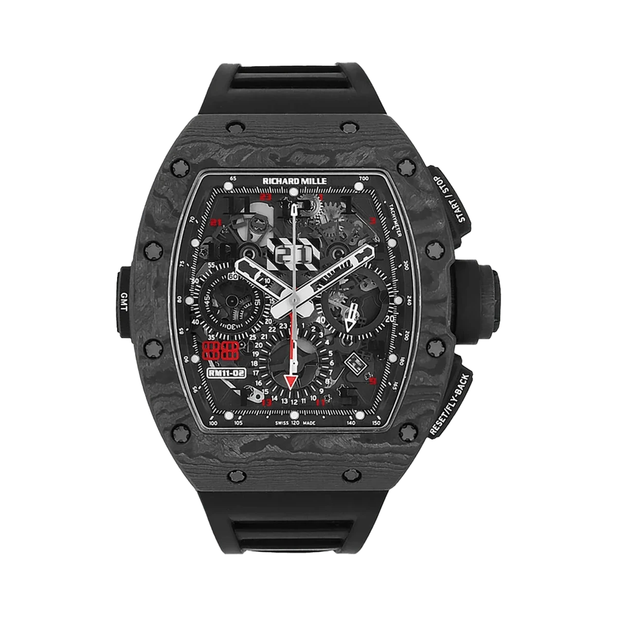 Richard Mille Rm 11-02 Ca Ntpt Americas Edition 50Mm X 42.7Mm Carbon White Rubber Straps Men's Watch